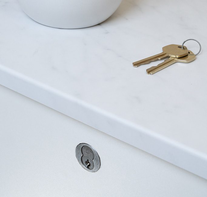 Kenstan - close up of lock on a cabinet